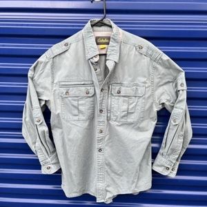 Cabela's Button Down Shirt Men's M Light Blue Long Sleeve, Work Wear